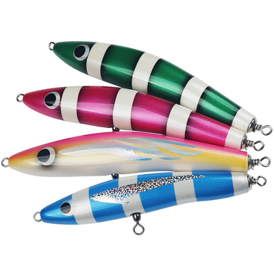 4 màu 16CM/45g 3D Mắt gỗ rắn mồi treble móc đầy đủ lớp bơi bút chì gỗ câu cá mồi