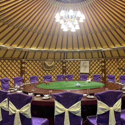 Bamboo trang trí Geodesic mái vòm lều sơn khung thép Kháng nhiệt Mongolian yurt