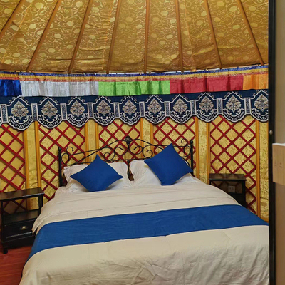 Bamboo trang trí Geodesic mái vòm lều sơn khung thép Kháng nhiệt Mongolian yurt