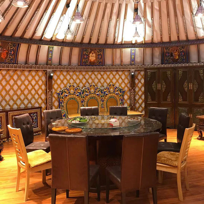 Dễ dàng Và Nhanh Lắp đặt 6M Diameter Mongolian Yurts với cửa sổ Skylight Bamboo trang trí