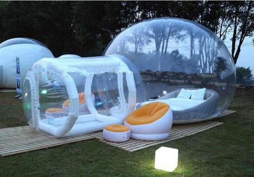 Lều bong bóng bơm bơm bơm đan đôi Clear Camping Tent Lều tiệc bơm bơm