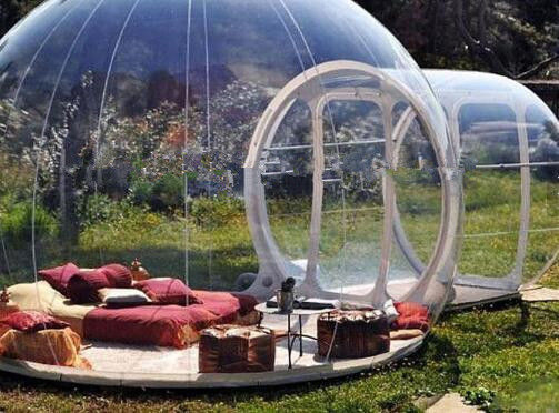 Lều bong bóng bơm bơm bơm đan đôi Clear Camping Tent Lều tiệc bơm bơm