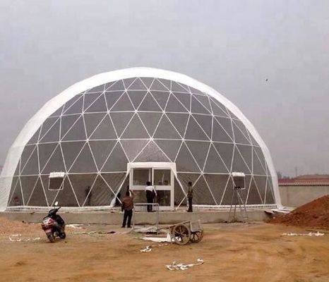 16M Diameter PVC Geodetic Dome Tent ngoài trời khách sạn Igloo Party Tent Big Exhibition Dome Tent