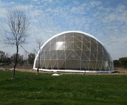 16M Diameter PVC Geodetic Dome Tent ngoài trời khách sạn Igloo Party Tent Big Exhibition Dome Tent