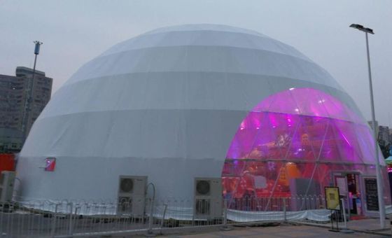 16M Diameter PVC Geodetic Dome Tent ngoài trời khách sạn Igloo Party Tent Big Exhibition Dome Tent