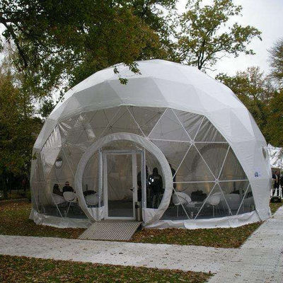 Căn lều ngoại thất khách sạn cắm trại PVC 10m Geodesic Dome Tent With Door Dome Cắm trại Cắm trại Dome Party Tent