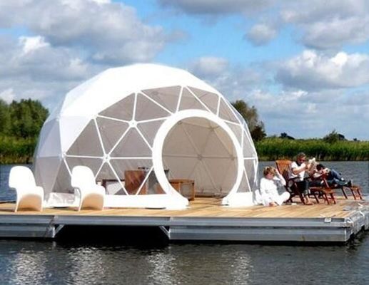Căn lều ngoại thất khách sạn cắm trại PVC 10m Geodesic Dome Tent With Door Dome Cắm trại Cắm trại Dome Party Tent