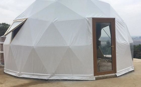 Căn lều ngoại thất khách sạn cắm trại PVC 10m Geodesic Dome Tent With Door Dome Cắm trại Cắm trại Dome Party Tent