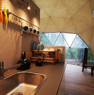 7M Cắm trại Clear Geodetic Dome Tent With Insulation Dome Party Tents Cửa hàng bên ngoài