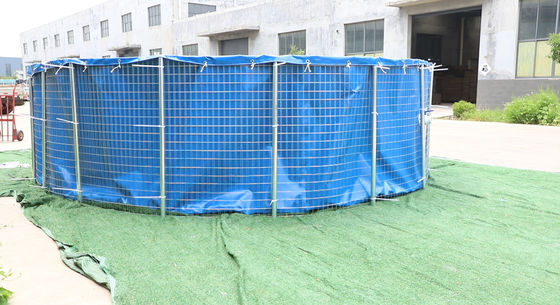 40000L 0.9mm PVC Bạch tuếch hồ cá với lưới thép 6Mx1.4M thùng cá gấp