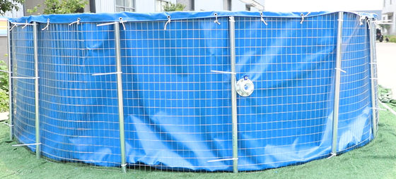 40000L 0.9mm PVC Bạch tuếch hồ cá với lưới thép 6Mx1.4M thùng cá gấp