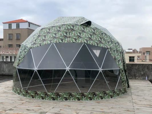 Lộm che ngoài trời khách sạn thép 5M Geodetic Dome Tent Kháng UV Dome Camping Tent
