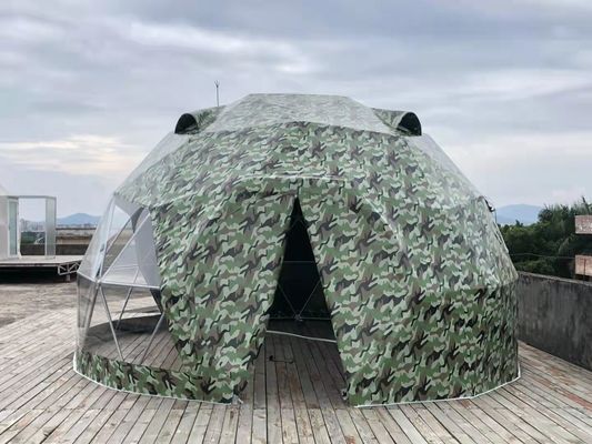 Lộm che ngoài trời khách sạn thép 5M Geodetic Dome Tent Kháng UV Dome Camping Tent