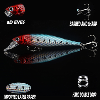 3 Mồi nhựa Tilapia Bass Bionic Lám bắt cá 11.50cm 14g Minnow nổi
