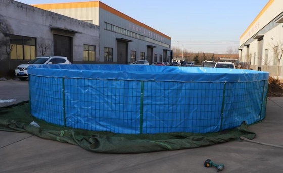 Đồ cá vải vải PVC gấp 50000 lít với lưới thép