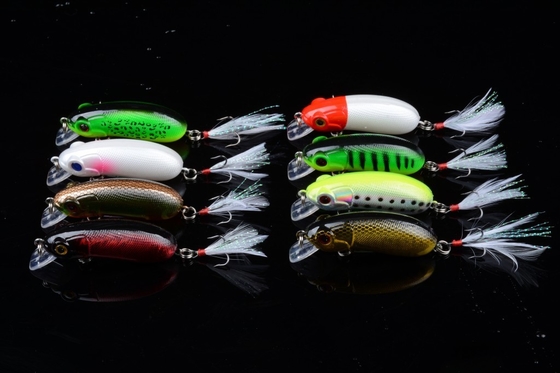Máy đánh cá mồi Minnow 6cm / 9.8g Black Feather Hook ABS nhựa