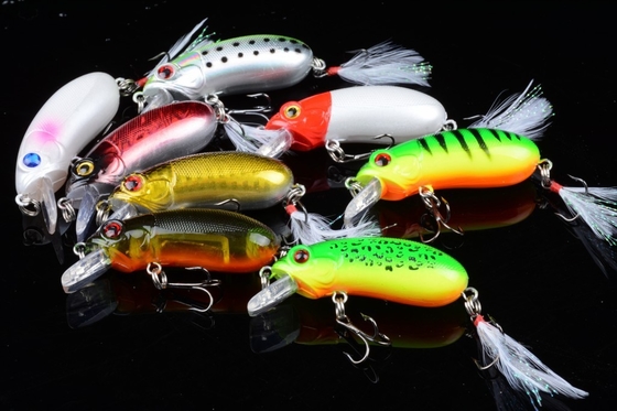Máy đánh cá mồi Minnow 6cm / 9.8g Black Feather Hook ABS nhựa