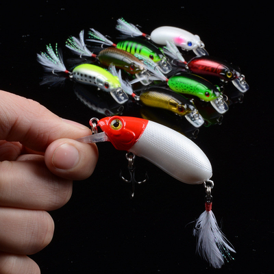 8 Màu sắc 6.0CM/9.80g 8# Cây móc màu đen lông móc nhựa mồi cứng mồi giả quái vật câu cá Minnow mồi