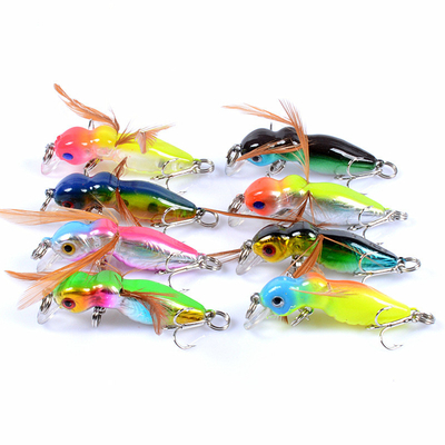 8 màu 4.5cm / 3g 10# móc cứng nhựa mồi câu cá Minnow mồi