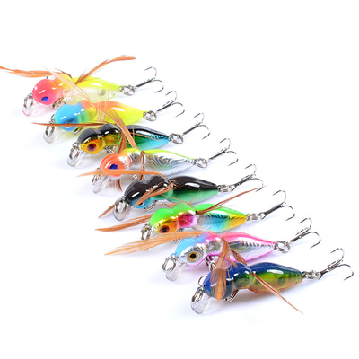 8 màu 4.5cm / 3g 10# móc cứng nhựa mồi câu cá Minnow mồi