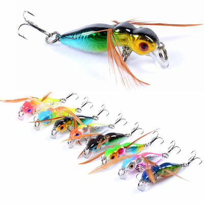 8 màu 4.5cm / 3g 10# móc cứng nhựa mồi câu cá Minnow mồi