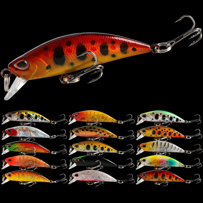 15 màu sắc 6CM/5G Sinking Minnow Lôi câu cá Mullet,Perch,Catfish Plastic Hard Bait