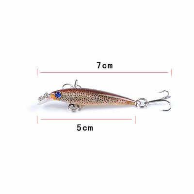 6 Màu sắc 5CM/2.2G 10# Hooks Mullet,Perch,Catfish Plastic Hard Bait 0.1m-0.3m nổi Minnow Lôi câu