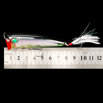7 màu sắc 8CM/10.50G Feather Hook Perch,Catfish Plastic Hard Bait Popper Lure câu cá