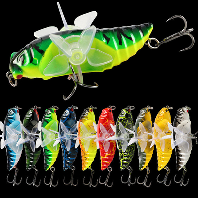 10 Màu sắc 7.5CM/15.5g Twin Propeller nhựa Hard Bait Tractor Rotary Tackle Popper Lure đánh cá