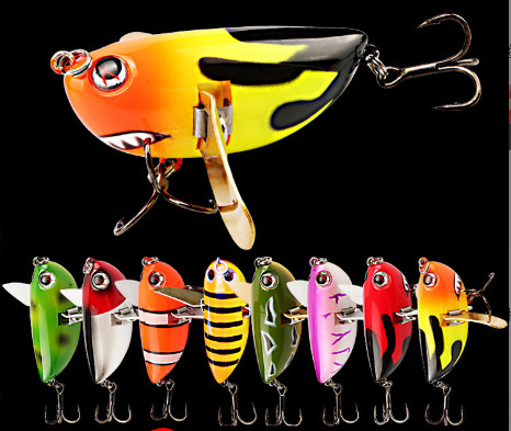 8 màu 6cm / 12.5g Kim loại Wobblers mồi Topwater nổi Popper câu cá mồi