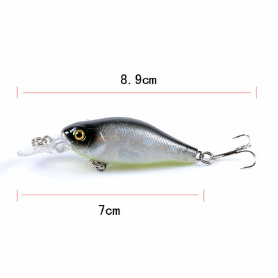 6 màu 7CM/6.8g 3D Eyes Plastic Hard Bait 0.30m-1.5m Floating Crank Lure