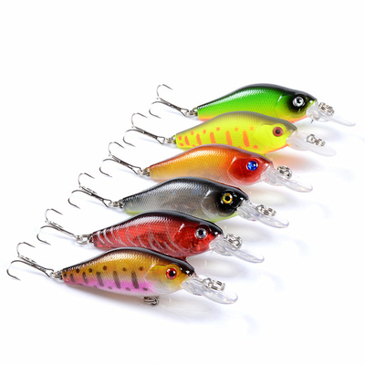 6 màu 7CM/6.8g 3D Eyes Plastic Hard Bait 0.30m-1.5m Floating Crank Lure
