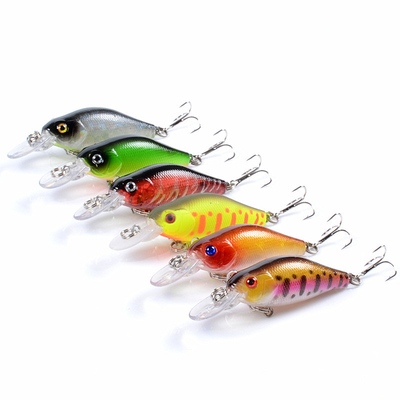6 màu 7CM/6.8g 3D Eyes Plastic Hard Bait 0.30m-1.5m Floating Crank Lure