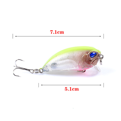 6 màu 5.1CM/7.2g 8# Kẹp 3D Mắt nhựa mồi cứng 0.30m-0.9M Lò bẫy nổi