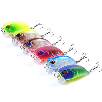 6 màu 5.1CM/7.2g 8# Kẹp 3D Mắt nhựa mồi cứng 0.30m-0.9M Lò bẫy nổi
