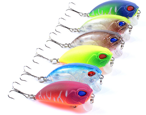 6 màu 5.1CM/7.2g 8# Kẹp 3D Mắt nhựa mồi cứng 0.30m-0.9M Lò bẫy nổi