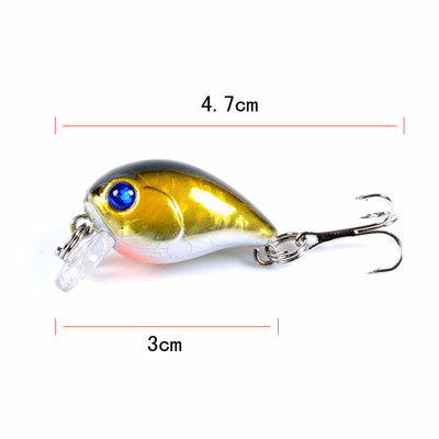 10 Màu sắc 3CM/3.1g 10# Hook 3D Mắt nhựa Hard bait 0.10m-0.3M Floating crank Lôi câu