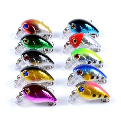 10 Màu sắc 3CM/3.1g 10# Hook 3D Mắt nhựa Hard bait 0.10m-0.3M Floating crank Lôi câu