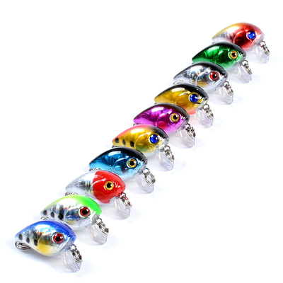 10 Màu sắc 3CM/3.1g 10# Hook 3D Mắt nhựa Hard bait 0.10m-0.3M Floating crank Lôi câu