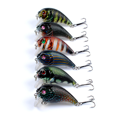6 màu 5.3CM/9g 6# Hooks 3D Mắt Sơn nhựa mồi 0.30m-0.9M Trình quay nổi Mồi câu cá