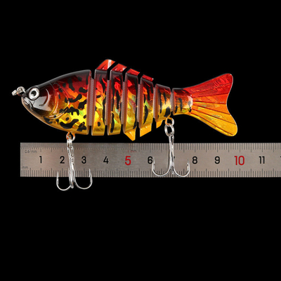 6 màu 10 cm/16g 3D mắt nhựa mồi ngâm Minnow Seven Multi Jointed mồi câu cá