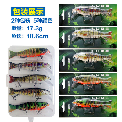 17 màu 17 CM / 11g 6 # Hooks 3D Mắt nhựa mồi bơi đầy đủ Lớp bơi đa khớp mồi câu cá