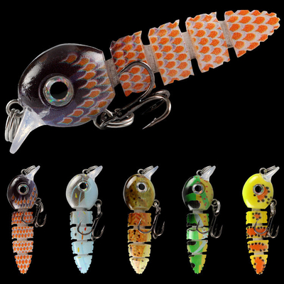 5 màu 5.5CM/3.9g Minnow Blood Worm Lures Full Swimming Layer Trout Lures Multi-Jointed Lure