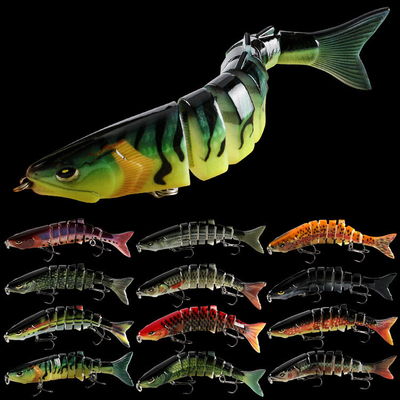 12 màu 12CM/20g 3D mắt nhựa mồi ngâm Minnow 8 Multi-jointed mồi câu cá