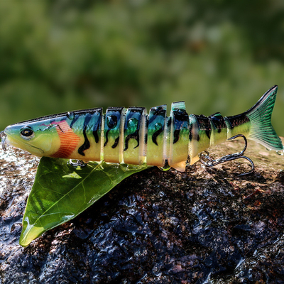 12 màu 12CM/20g 3D mắt nhựa mồi ngâm Minnow 8 Multi-jointed mồi câu cá