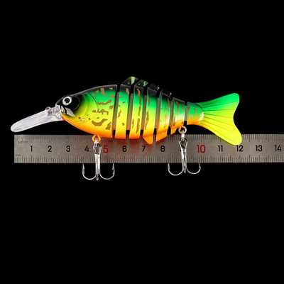 10 màu 12cm/23g 3D mắt nhựa mồi ngâm Minnow Seven Multi-jointed mồi câu cá