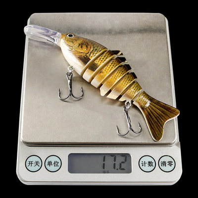 10 màu 12cm/23g 3D mắt nhựa mồi ngâm Minnow Seven Multi-jointed mồi câu cá