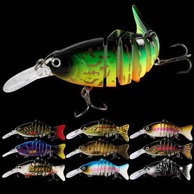 10 màu 12cm/23g 3D mắt nhựa mồi ngâm Minnow Seven Multi-jointed mồi câu cá