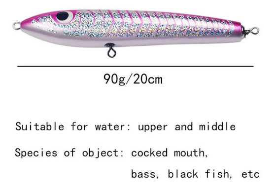 Màu laser 20CM/90g 3D Mắt gỗ rắn mồi treble Hooks nổi tốt nhất bút chì gỗ câu cá mồi