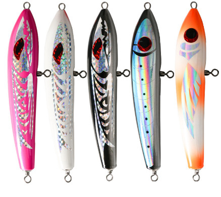 5 màu 23CM/90g 3D Mắt gỗ rắn mồi treble móc cá ngừ cá mồi bút chì gỗ mồi câu cá